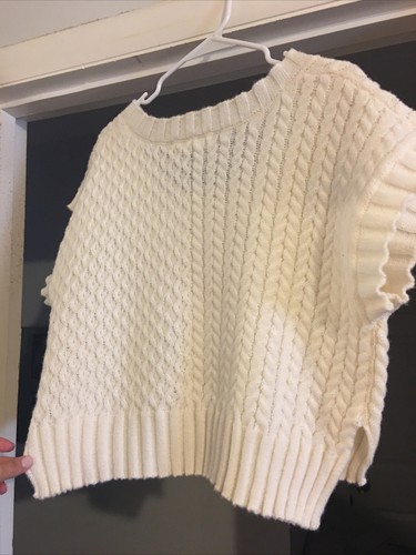 Maglione Gilet Altar’d State Crema Paralume Avena Maglia Cavo Pullover XXS Nuovo con etichette - Foto 7 di 8