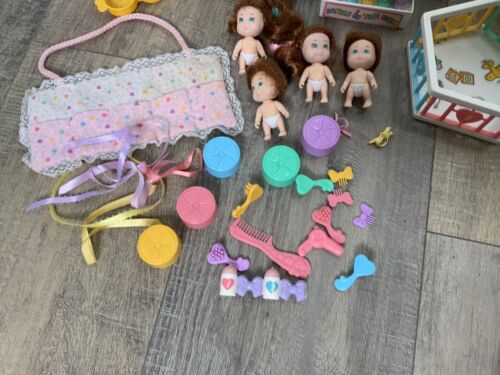 Vintage Tyco Quints Mini Baby Dolls Set Accessories Playset Swing Stove Playpen - Picture 9 of 11
