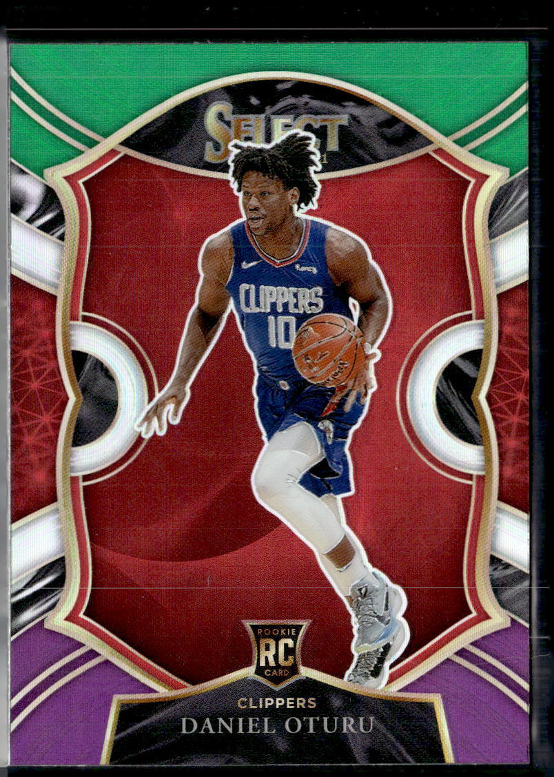 2020-21 Panini Select #93 Daniel Oturu Green White Purple Prizm Rookie Clippers