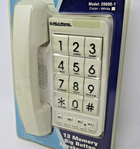 Telefony dzwonkowe 13 pamięci duży przycisk głośnik model 20600-1 biały - Zdjęcie 17 z 17