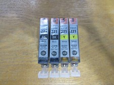 Lot of 4 Genuine Canon CLI-221BK Black  CLI-221Y Yellow Ink Cartridges Sealed