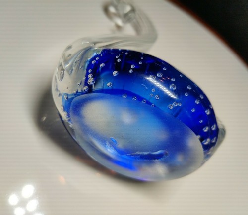 VINTAGE Blue & Clear Blown Glass 🦢 Swan, Murano Style, STUNNING, As Is - Picture 7 of 7