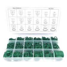 530PCS Green Rubber O-Ring Washer Seal Assortment Set Kit Gasket HNBR A/C System