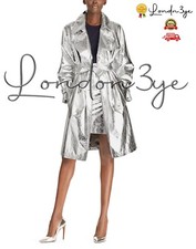 Women Metallic Silver Trench Coat Womens Real Leather Coats For Women