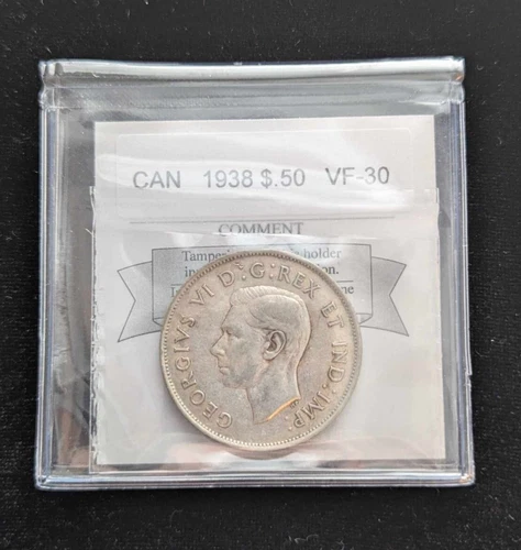 1938    Coin Mart Graded Canadian, ¢50 Cent, **VF-30**