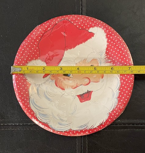 Vintage Paper Plates Smiling Santa Christmas Kitschy 7” Pack Of 12 Sealed - Picture 3 of 3