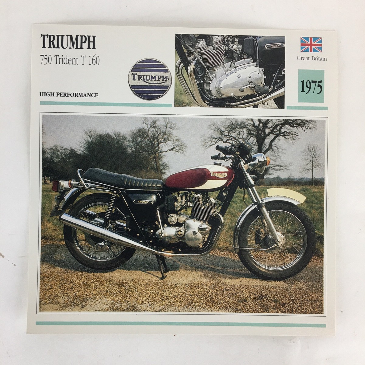 Triumph 750 Trident T 160 1975 Spec Sheet Info Card