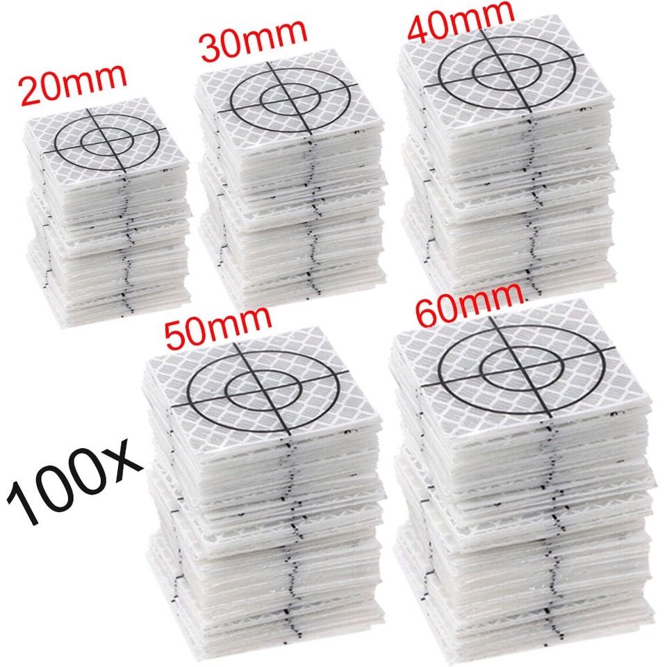 100Pcs 3M Reflective Tape Squares 20x20mm For Total Station Targets - Surveying Must-Have