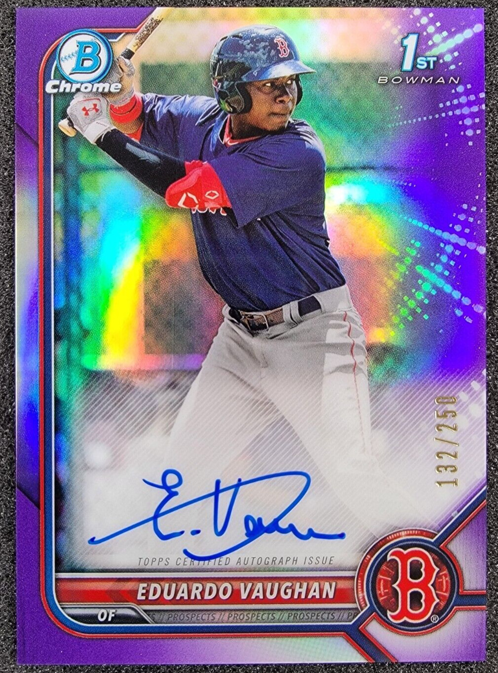 2022 Bowman Chrome 1st Purple REFRACTOR AUTO /250 Eduardo Vaughan #CPA-EV