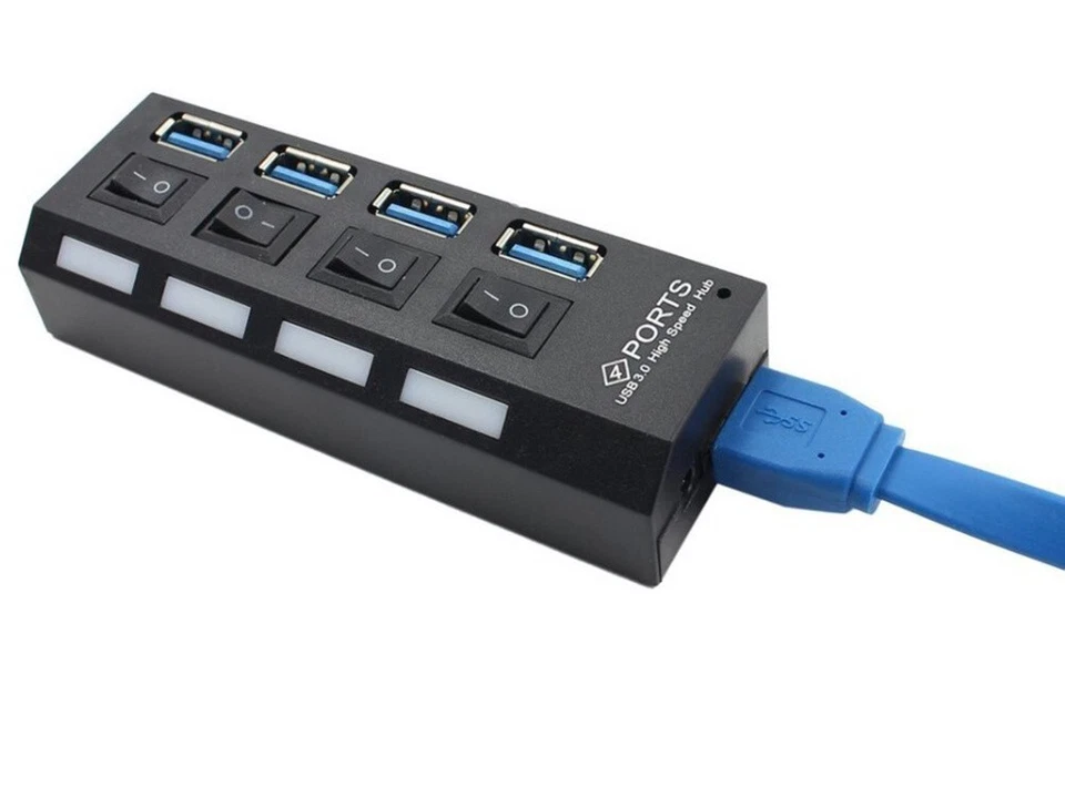 HUB 4 PORTE USB 3.0 PC SPLITTER MULTIPORTA CIABATTA MULTIPRESA ADATTATORE - Immagine 3 di 3