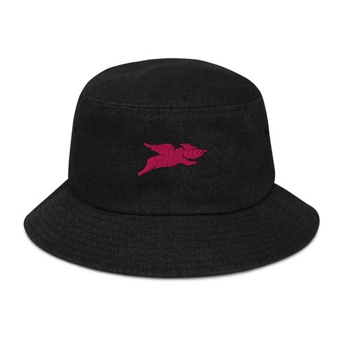 Cappello a secchio denim ricamato maiale volante - Foto 13 di 53