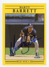 SIGNED BASEBALL CARD AUTO BOSTON RED SOX MARTY BARRETT 1991 FLEER #84