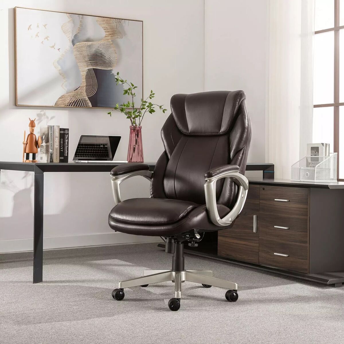 La-Z-Boy Westley Big & Tall Executive Office Chair, Active Lumbar Support, Brown La-Z-Boy Westley Big & Tall Executive Office Chair, Active Lumbar Support, Brown