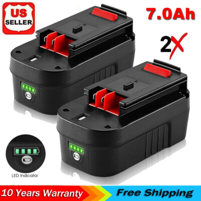 2 Pack 18V 7.0Ah for Black and Decker HPB18 18 Volt Battery HPB18-OPE 244760-00A