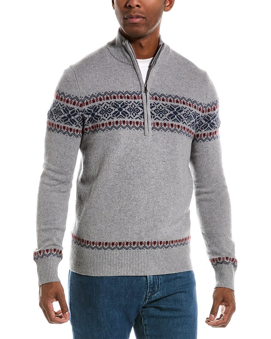 Вязаный свитер Brooks Brothers Swift из полушерстяной ткани на молнии 1/2, мужской, серый, L