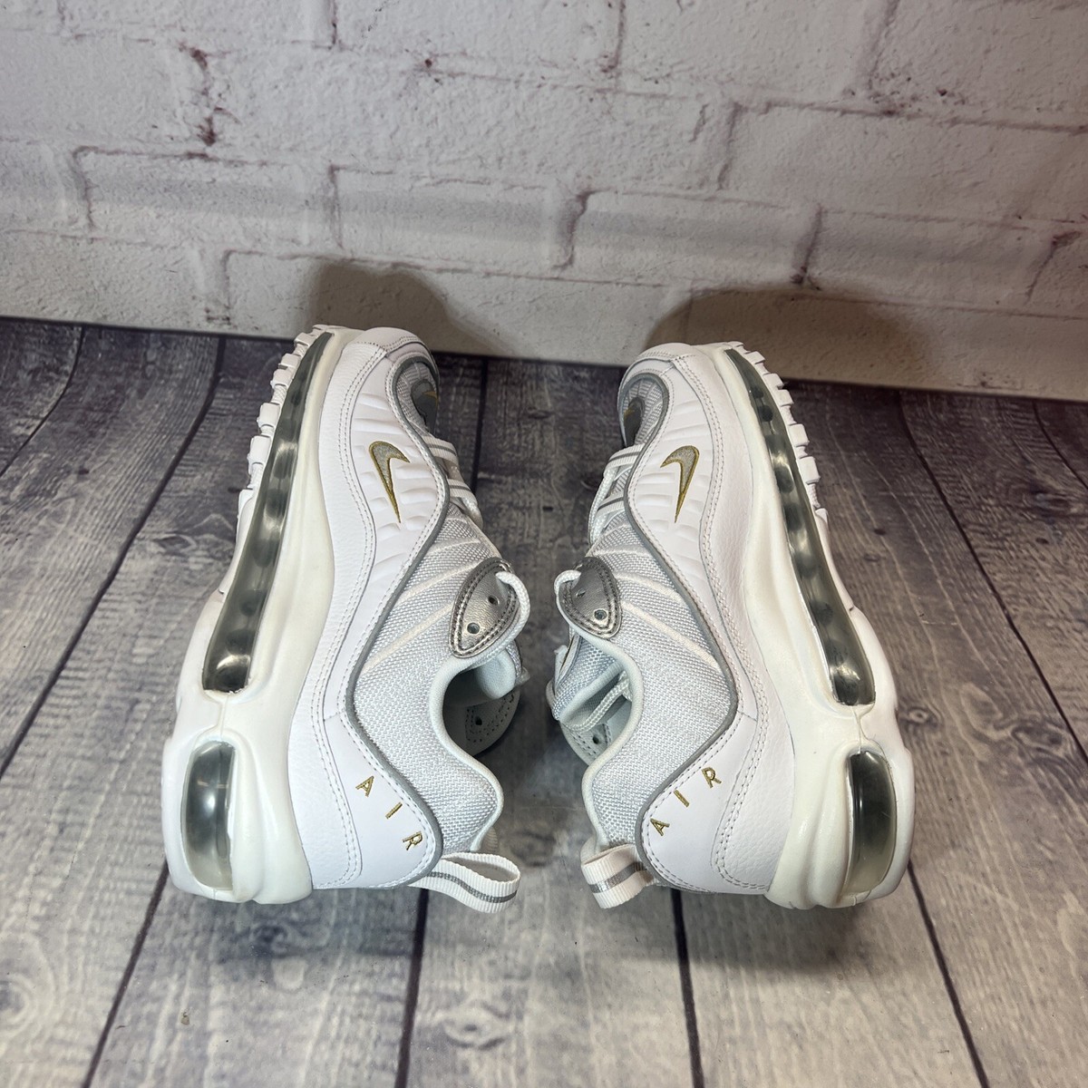 Nike Air Max 98 White Silver Gold Shoes CT2547-100 Women's Nike Air Max 98 White Silver Gold Shoes CT2547-100 Women's