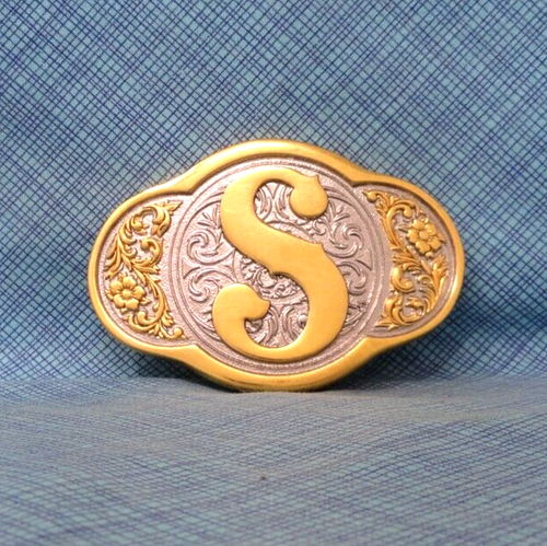 Fibbia cintura S Western iniziale S monogramma GP SP vintage premio design medaglie .SHY018 - Foto 5 di 9