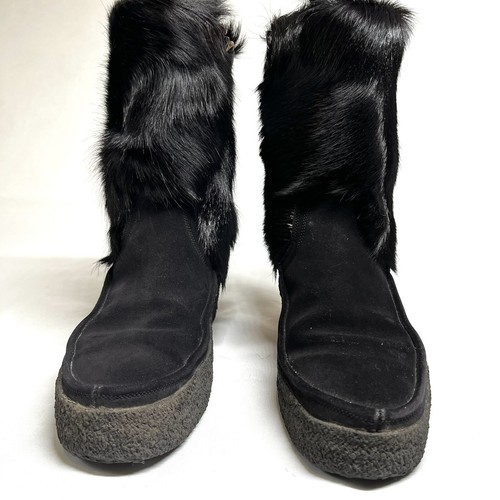 Vintage Bally Polar Black Fur Boots Womens Sz 5.5 EU 36 Apres Ski 70s 60s Go-go - Picture 6 of 13