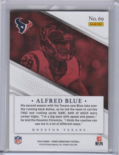 2016 Panini Prime Signatures Prime Proof Red #69 Alfred Blue /149 - Picture 2 of 2