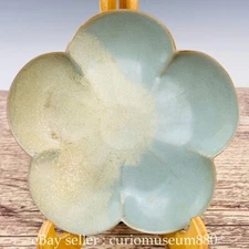 7.2" Chinese Reflux Ru kiln porcelain Plum blossom Flower mouth plate tray