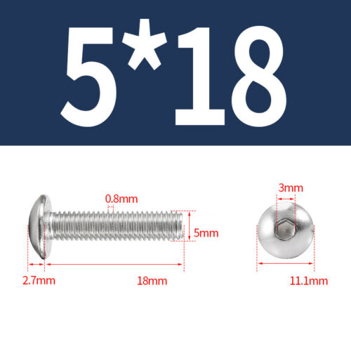 Button Head Screws Allen Key Socket Bolts 304 Stainless Steel M3 M4 M5 M6 M8 M10 - Picture 39 of 81