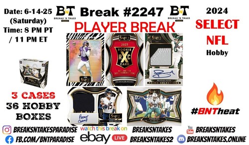 SAM HUBBARD 2024 Panini Select Football Hobby 3 CASE 36 BOX Break #2247