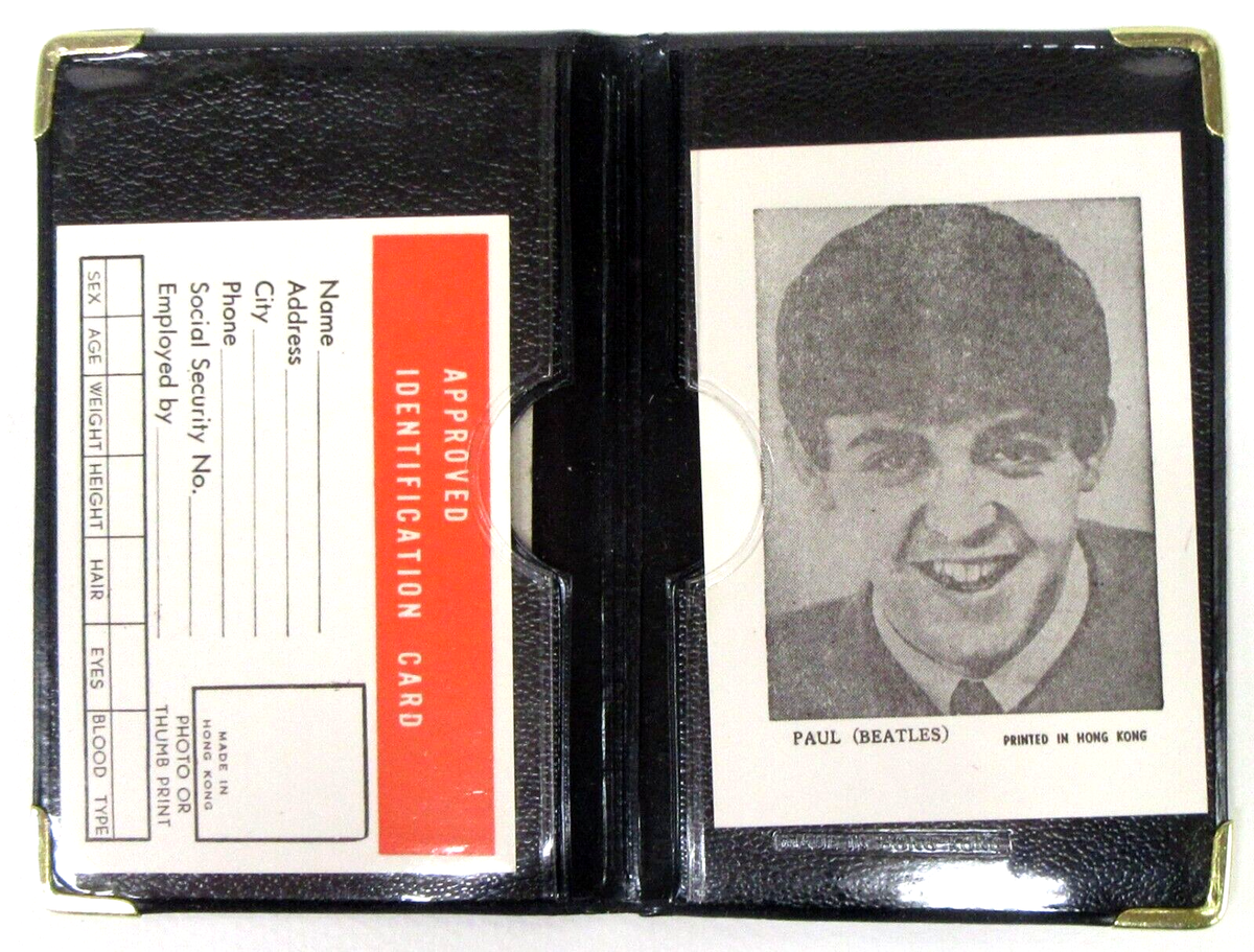 c. 1964 PAUL (Beatles) McCARTNEY & AUDREY HEPBURN I.D. credit card