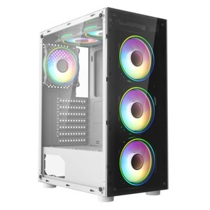 CiT Mirage white ATX gaming case 6 ARGB fans-front & side glass panels