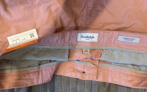 Goodfellow & Co Herren Every Wear 9" schmale Passform flache Chinoshorts vorne Koralle 40 neu mit Etikett - Bild 6 von 6