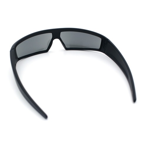 80s Robotic Sci-fi Futurism Narrow Rectangle Wrap Around Plastic Sunglasses - Picture 26 of 27