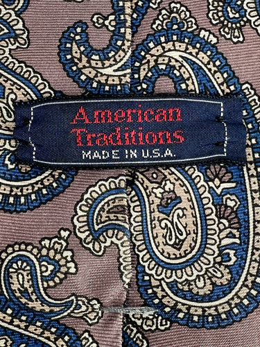 American Traditions Men Size 58in x 3.5in Tie Multicolor Silk with Paisley Print - Picture 2 of 11