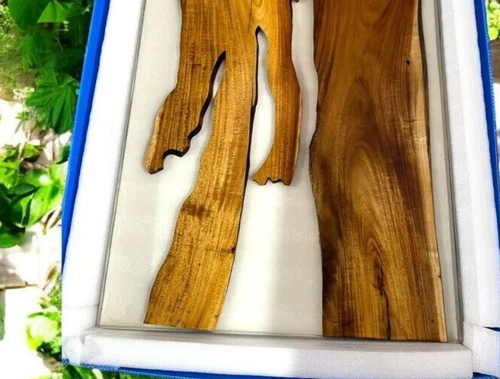 Epoxy White Resin Dining Table Live Edge Wood Custom Made Enterway Furniture Dec - Picture 3 of 8