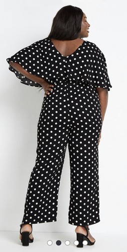 WALLIS SALE Black White Spot Polka Dot Jumpsuit BNWT Plus Size 26 Wedding Races - Picture 2 of 5