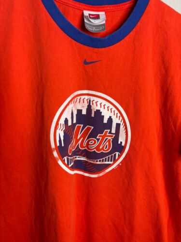 Vintage Nike Team New York Mets Ringer MLB T-Shirt Men’s L Orange 5289 - Picture 2 of 5