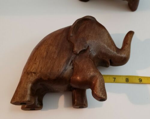Holz handgeschnitzt Elefant Figur Safari Afrika rustikal Rüssel hoch Viel Glück - Bild 3 von 5