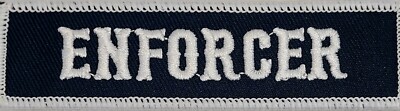 ENFORCER Black and White Motorcycle Title Rank Tag Embroidered Iron On Patch