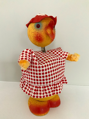 Contenedor de dulces vintage Bobblehead papel maché pollito de Pascua con Alemania - Imagen 7 de 13