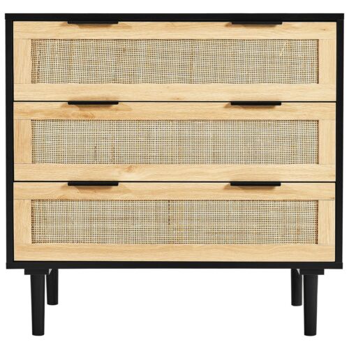 3 Drawer Rattan Dresser Boho Dresser Rattan Chest of Drawers w/ Spacious Storage - Picture 10 of 11
