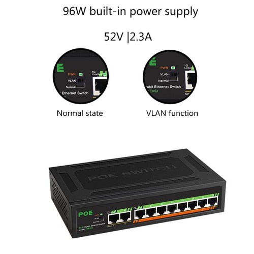 8 Port Gigabit PoE Switch +2-Uplink High-Power PoE Port 1000Mbps Networks Switch - Zdjęcie 4 z 8