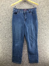 Gloria Vanderbilt Amanda Tapered Leg High Rise Blue Denim Jeans Sz 12 Womens Zip