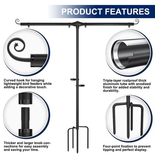 Garden Flag Stand Holder with 4 Prong Base for Double Flags - 3/4 Inch Extra - Picture 5 of 8
