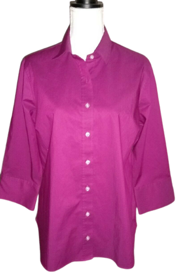 Lands End Womens Cotton Blend 3/4 Sleeve Top Size 14 Casual Comfort