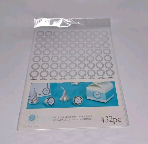 432pc Victoria Lynn Printable Starburst Seals Stickers Bridal Kisses Silver New - Picture 2 of 12