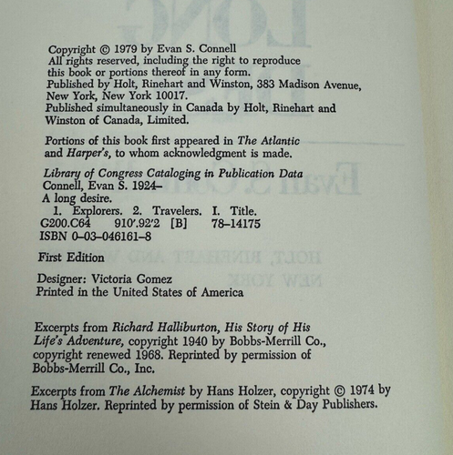 A Long Desire Hardcover Book By Evan S. Connell First Edition 1979 - Bild 15 von 22