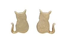 Earrings Stud Polished 14K Yellow Gold Kitty Cat Silhouette Pierced Ear 10.5 MM
