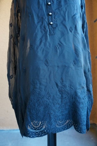 NEW 4 Love & Liberty Johnny Was Black Embroidered Sheer Silk Lace Blouse Top S - Picture 5 of 10