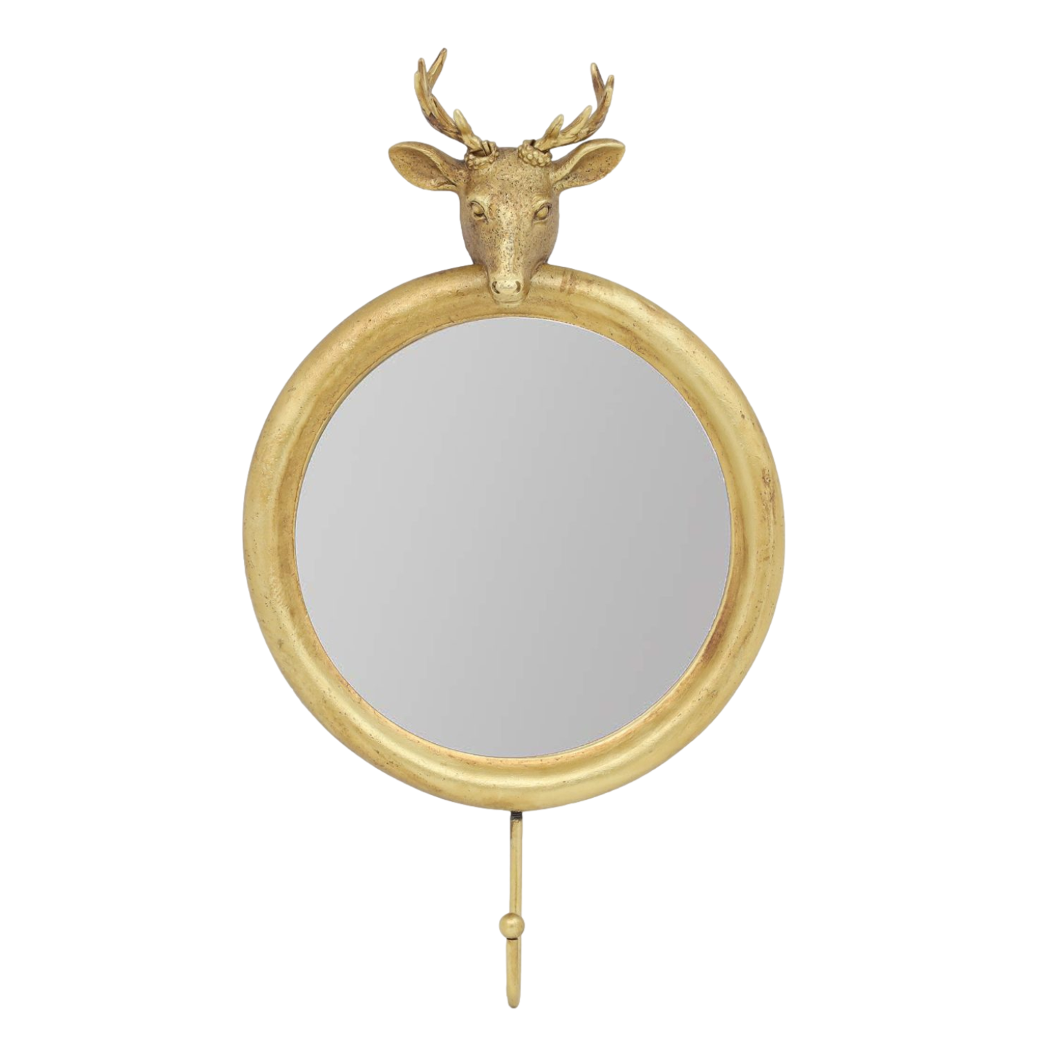 Mirror Wall Hook Gold Finish Stag Head Antlers Hanging Display Home