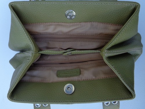 BANDOLINO Shoulder Bag Handbag Purse Genuine Leather Women's Girls Green Small - Picture 7 of 9