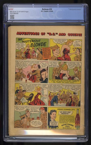 Batman #24 CGC VG- 3.5 Cream To Off White DC Comics 1944 - Picture 2 of 2