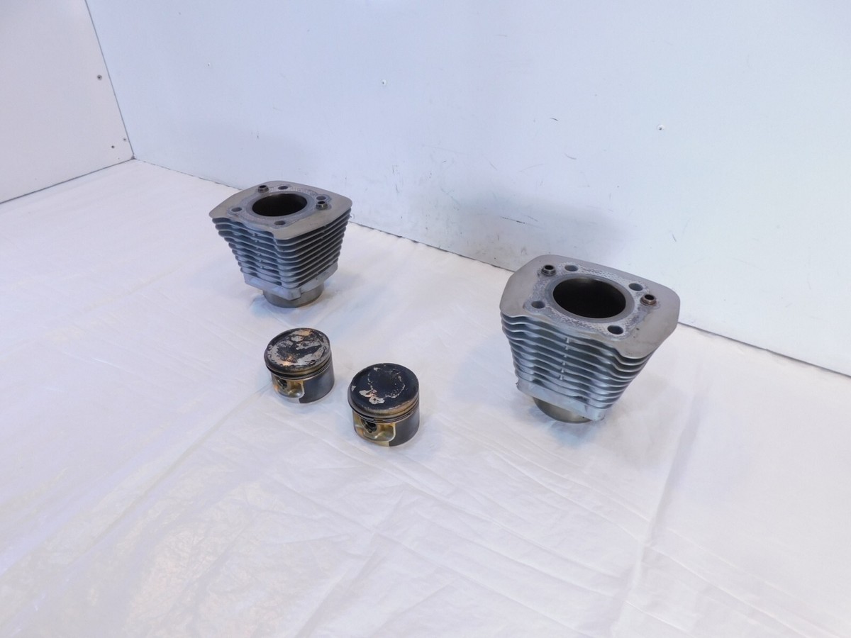 Pair Harley Davidson Sportster 883 Silver Cylinder Jugs w/ Pistons